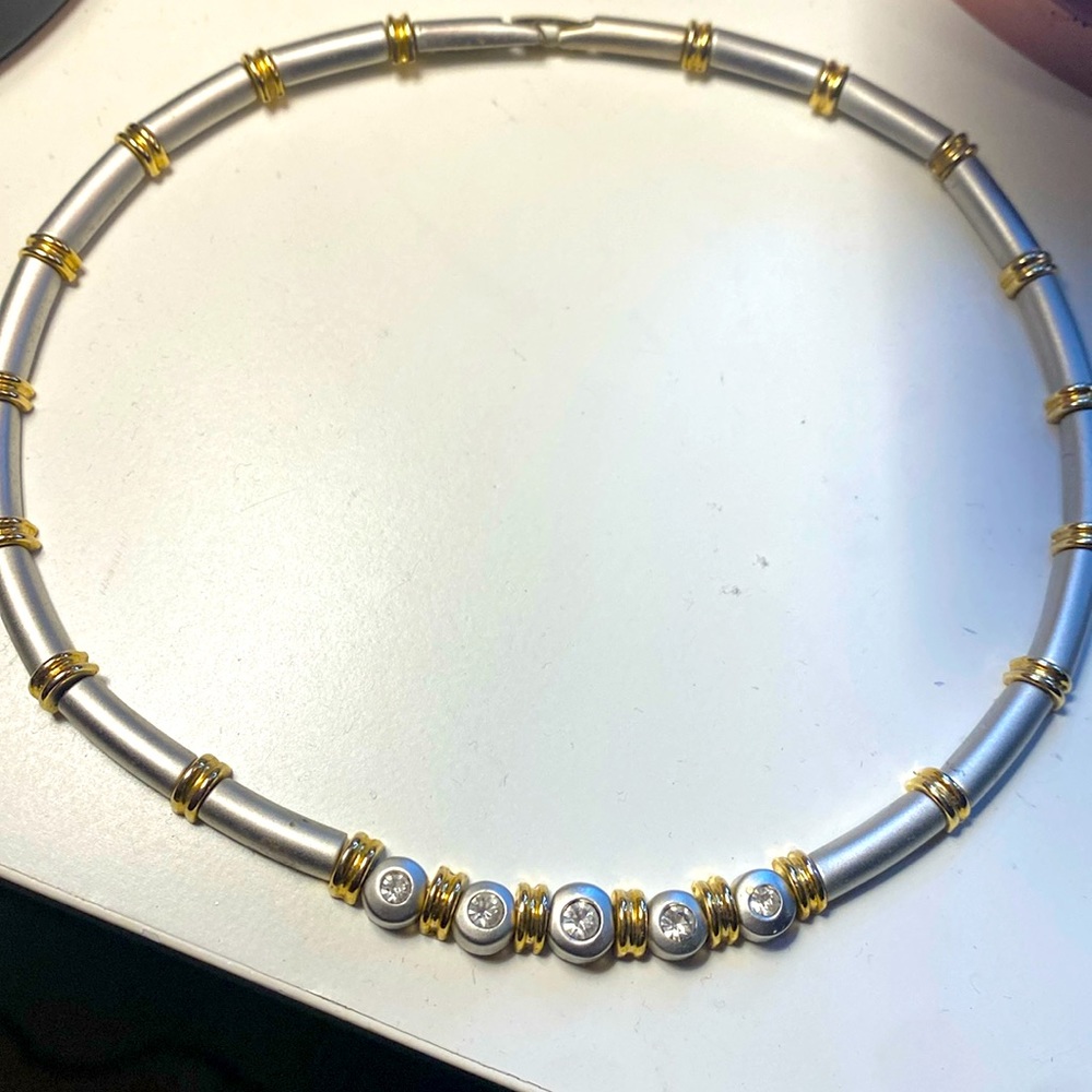Vintage Two Tone CZ Necklace